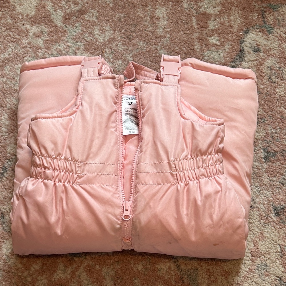 Pink Puffer snow bibs Carters